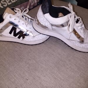 Michael Kors Kids White and Silver Sneakers
